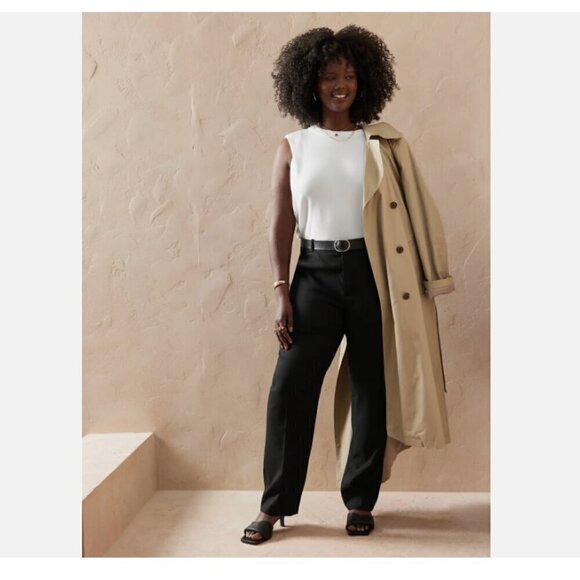 Banana Republic Mid Rise Curvy Straight Ryan Trouser Pants Black 4 TALL $100 NWT - Picture 1 of 14